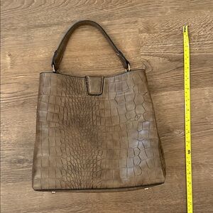 Unbranded Vegan Brown Crocodile-Embossed HandBag